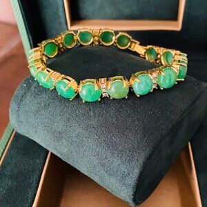Jade & Stone Jade Tennis Bracelet CZ Crystals NEW!